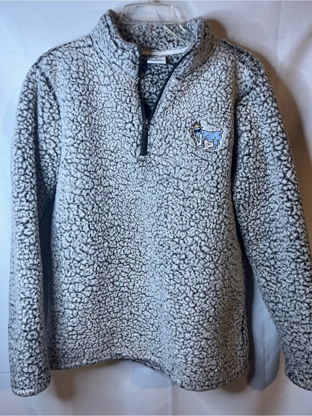 Men's Gray Sherpa Quarter-Zip Pullover Sweater GOAT USA